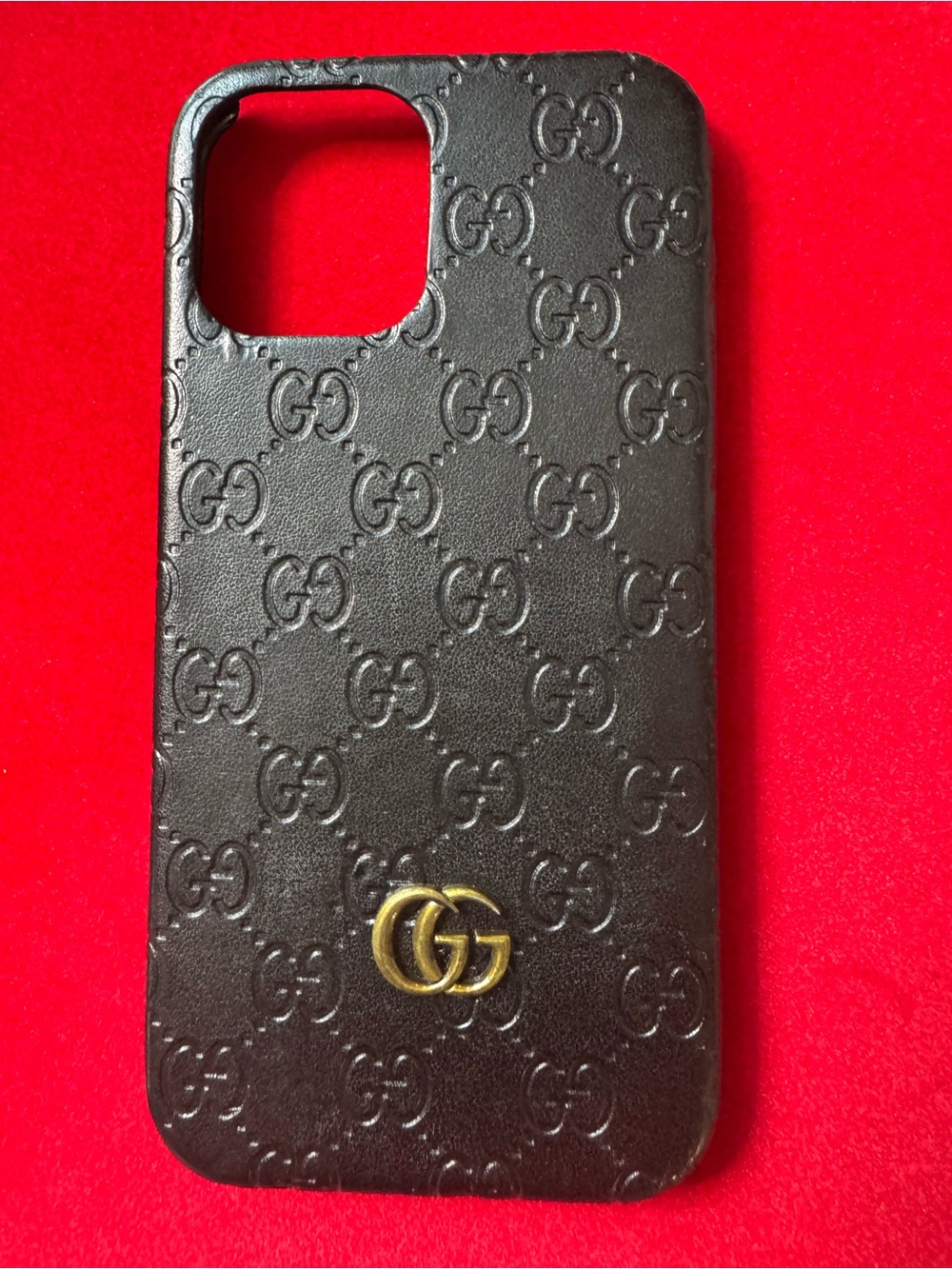 GG fashion iPhone 12 PRO max Phone Case with Gold Double-G Accent black and red